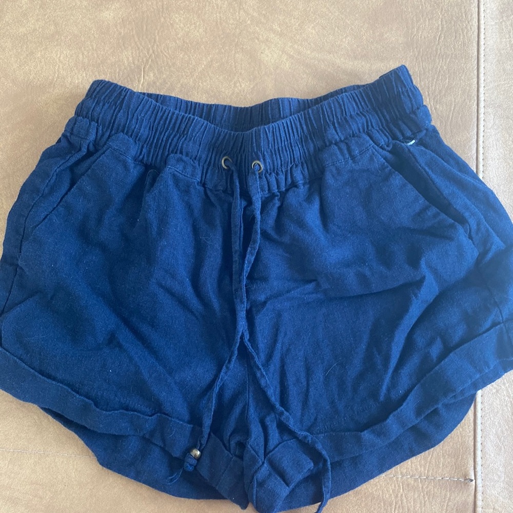 Blue linen shorts